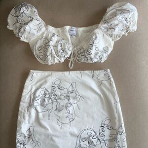 Sabo Skirt White Crop Top and Skirt Set
